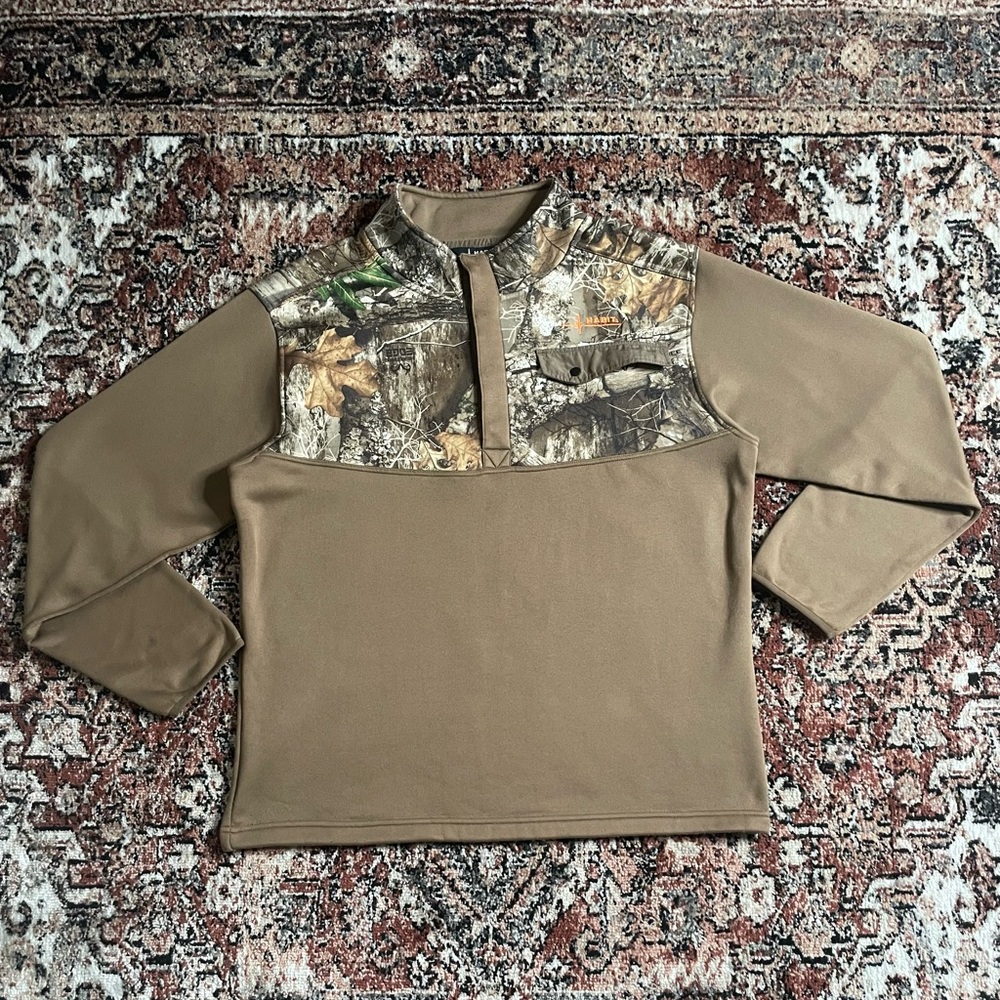 Habit - Brown/Camo Half Button Up Sweater